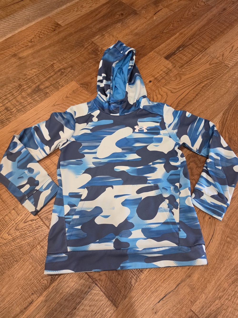 Under Armour Kids' Blue Camo Hooded Swim Rashguard